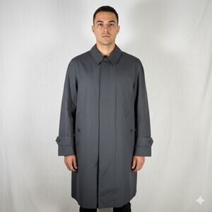 Vtg Sears All Weather Mens Trench Coat Black 46" Chest 39" Length Utilitarian